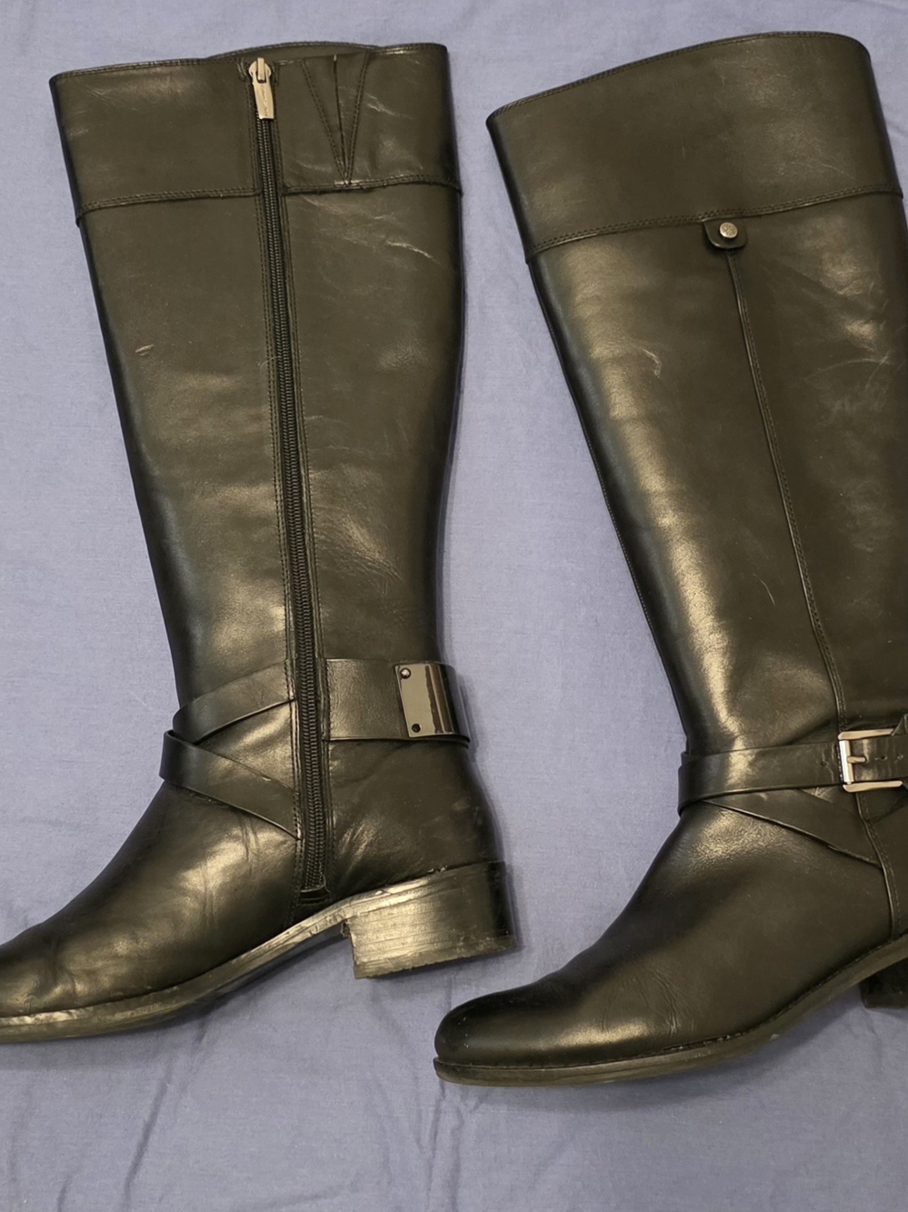 Vince Camuto Jaran Black Leather Knee-high Riding Boots